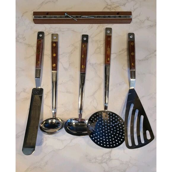 Cuisinart 1970s/1980s Cooking Utensils 6 pc Set w Magnetic Hanging Rack France - Picture 1 of 11